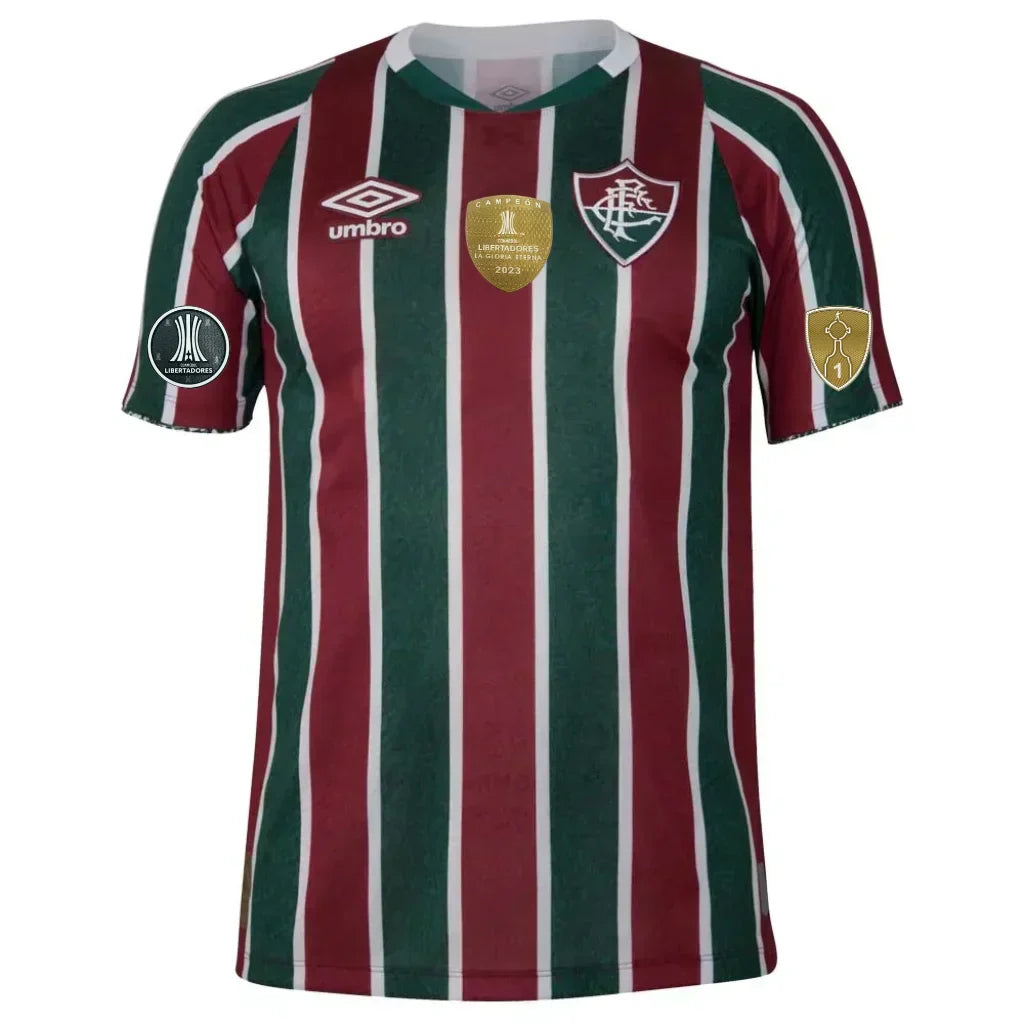 Camisa Masculina Fluminense I 2023/24 - Torcedor + Patchs Campeão Libertadores