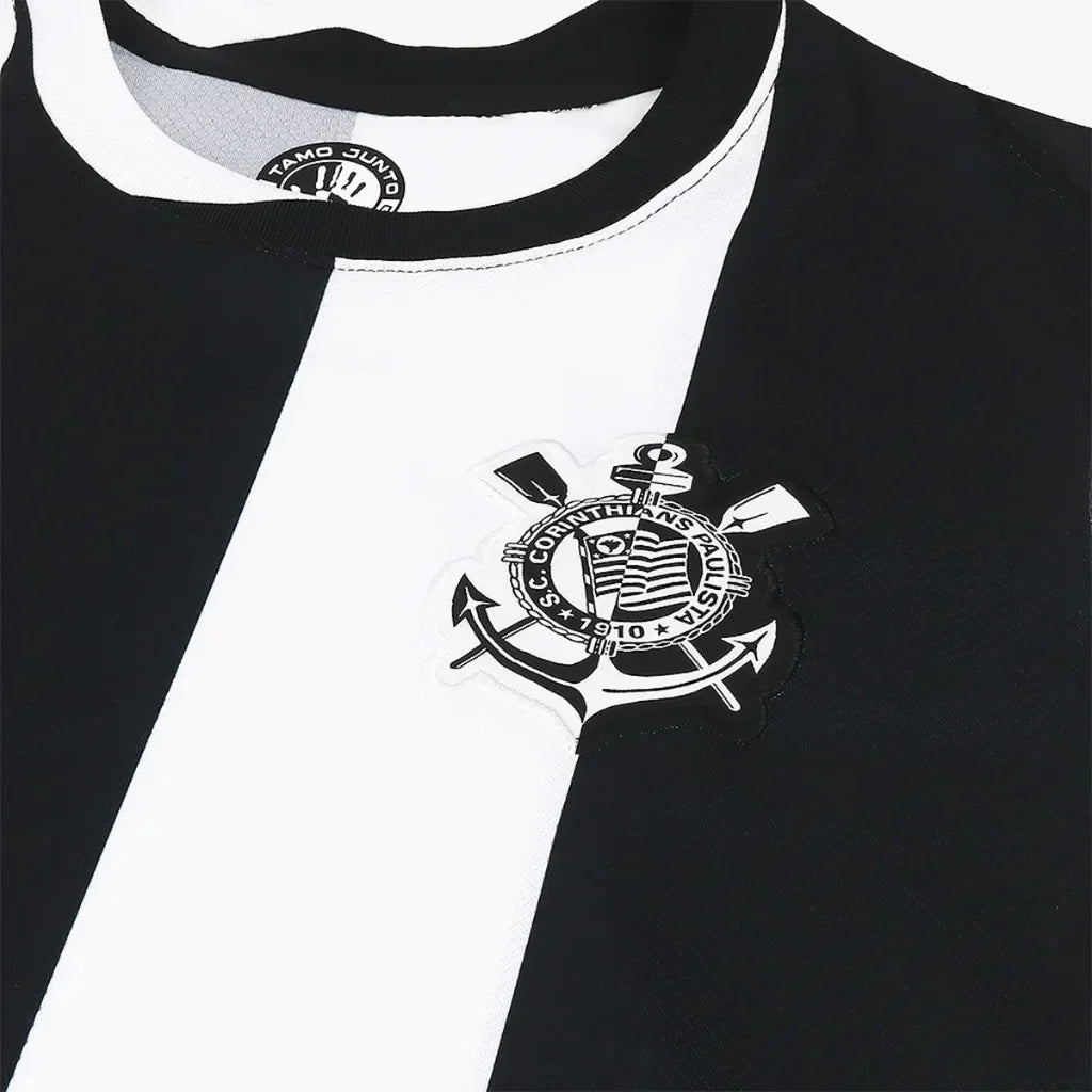 Camisa Feminina Corinthians III Torcedor - Branco+Preto