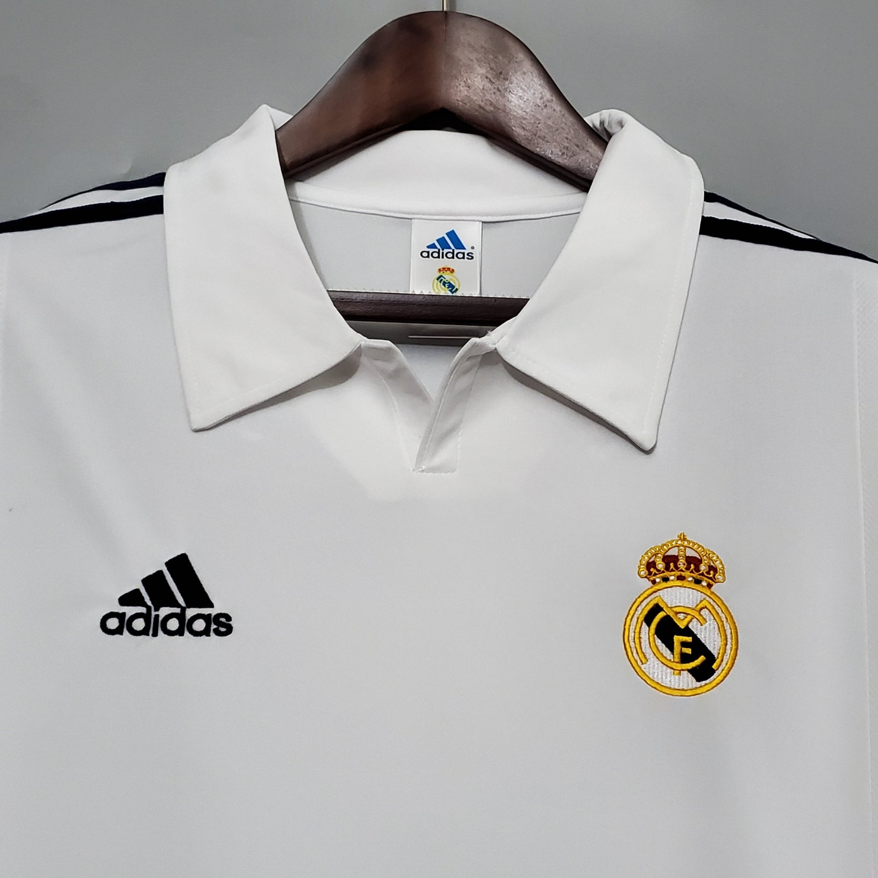 CAMISA REAL MADRID MANGA LONGA RETRÔ HOME 2002