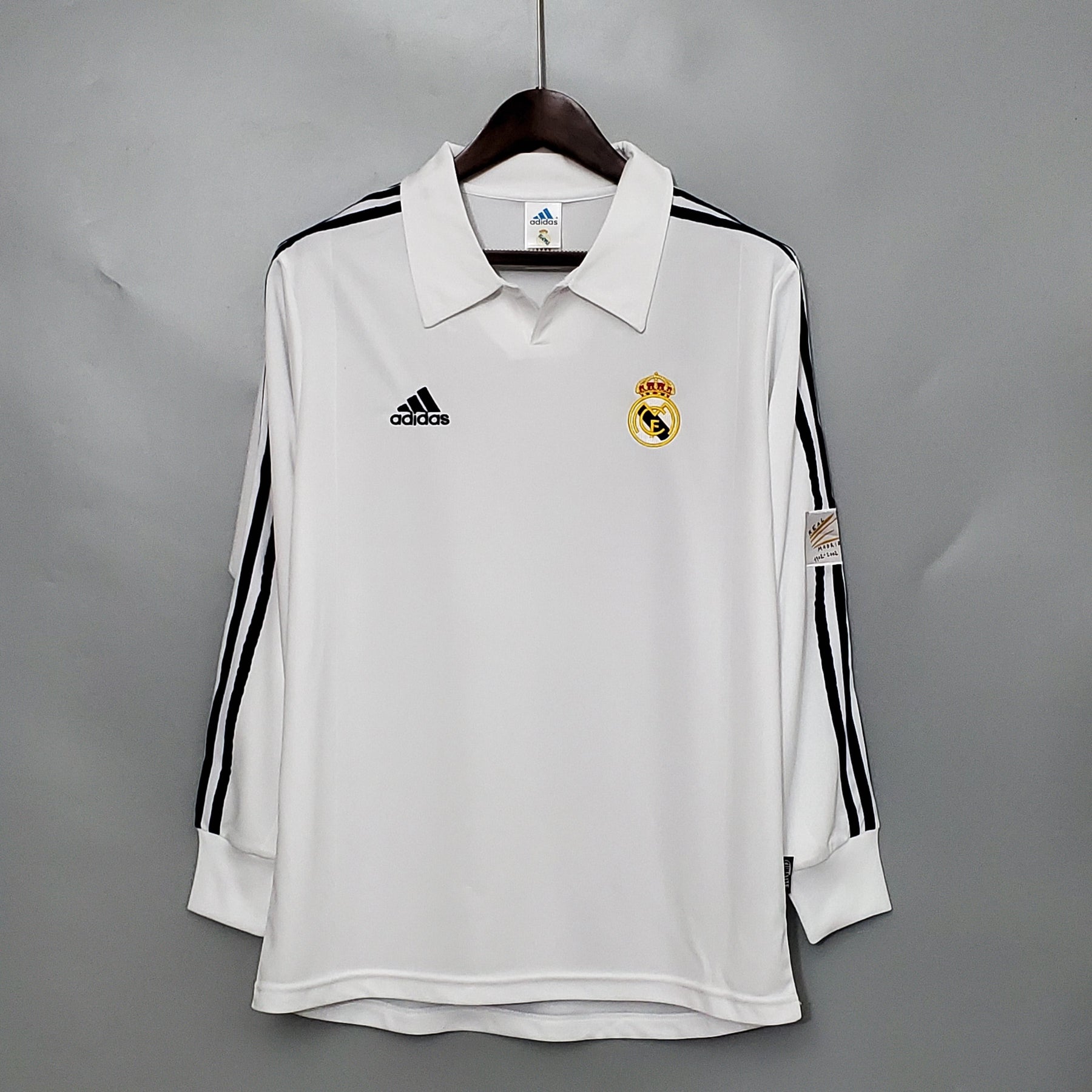 CAMISA REAL MADRID MANGA LONGA RETRÔ HOME 2002