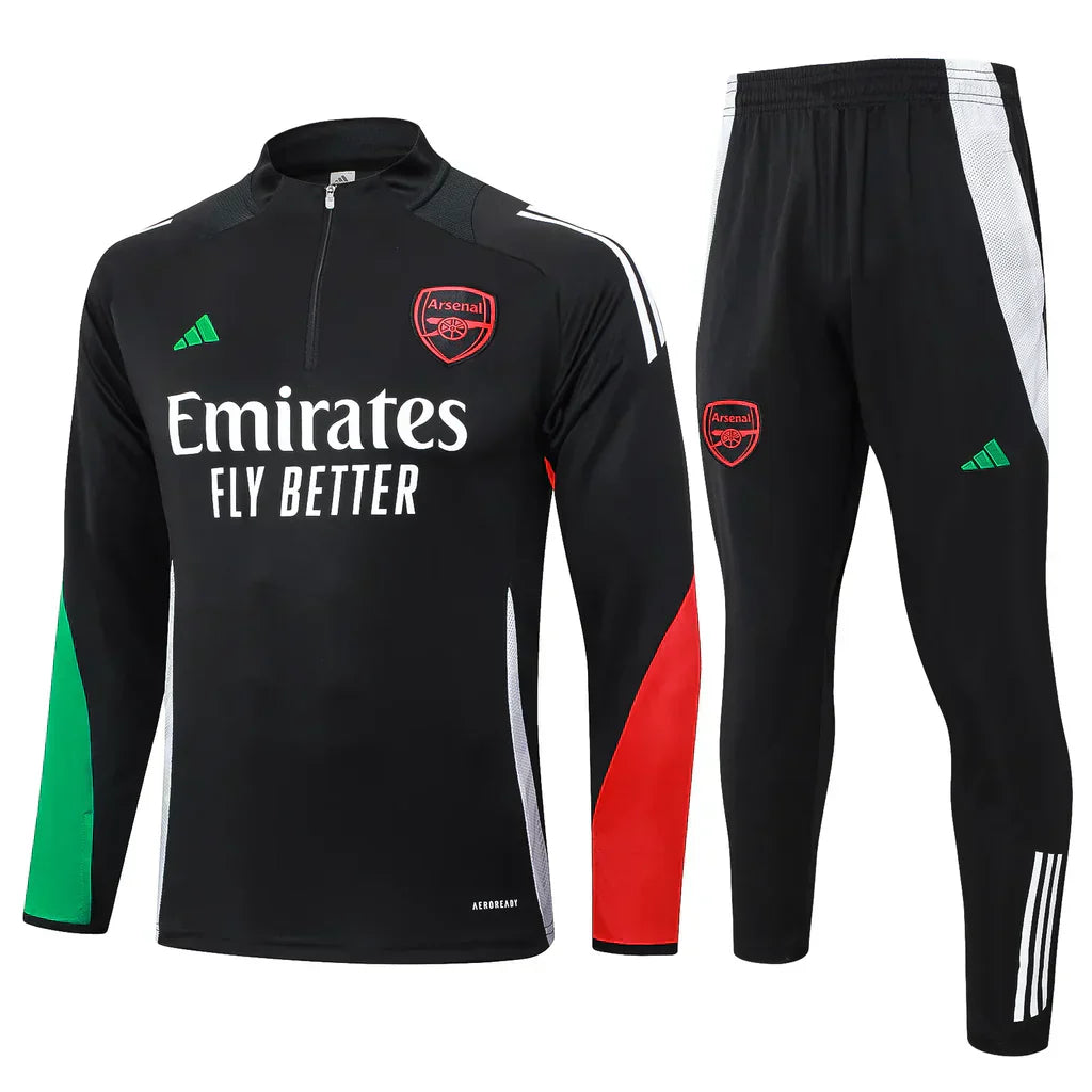 Conjunto Arsenal Zíper Curto Treino Preto 2024/25