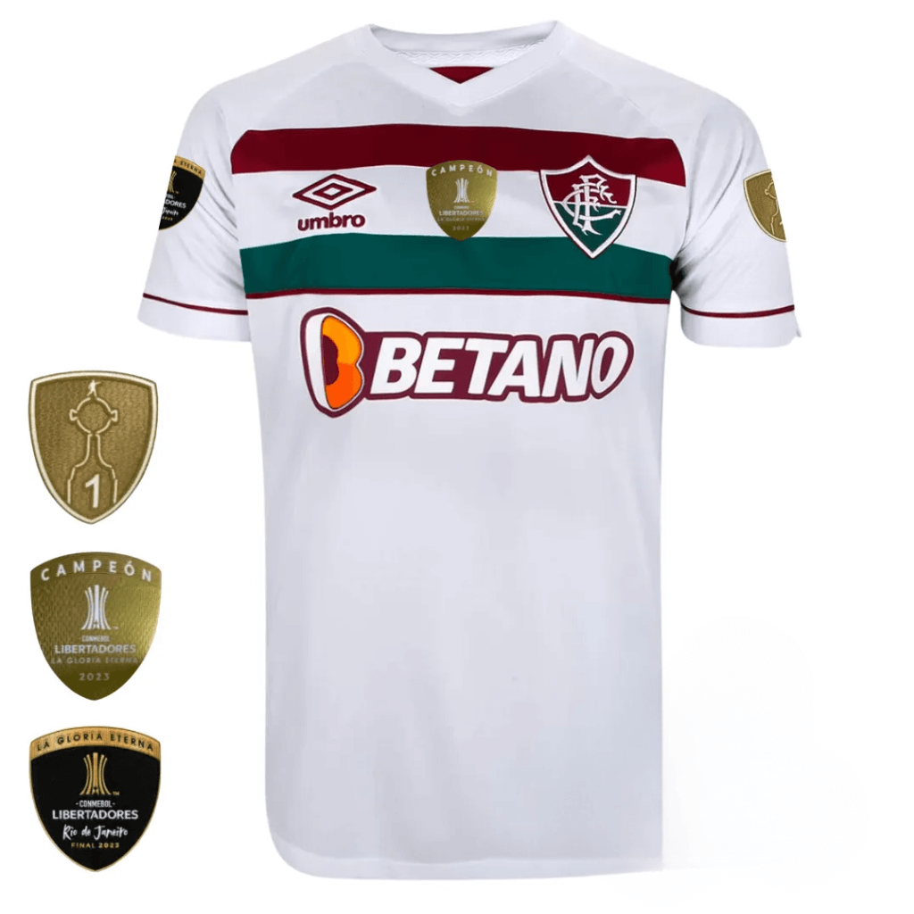 Camisa Masculina Fluminense II 2023/24 - Torcedor + Patchs Campeão Libertadores