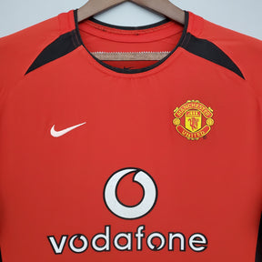 CAMISA RETRÔ MANCHESTER UNITED HOME MANGA LONGA 02/03