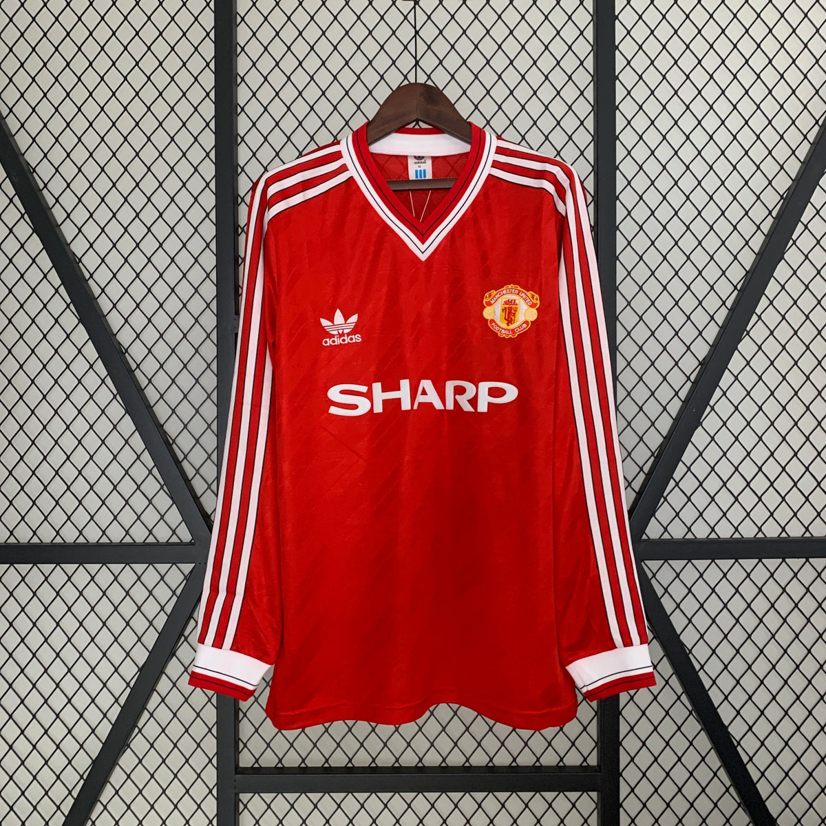 CAMISA RETRÔ MANCHESTER UNITED HOME MANGA LONGA 86/88