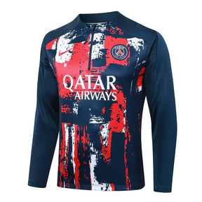 Conjunto Paris Saint Germain Zíper Curto Treino Vermelho e Azul 2024/25