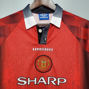 CAMISA RETRÔ MANCHESTER UNITED HOME MANGA LONGA 1996