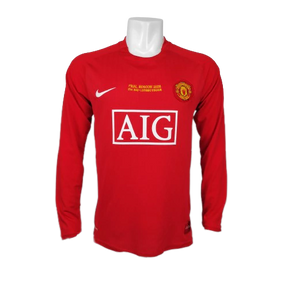 Camisa Retrô Manchester United 2007/08 Manga Longa Edição Champions League