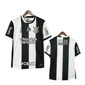 Camisa Feminina Corinthians III  Torcedor - Branco+Preto