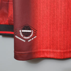 CAMISA RETRÔ MANCHESTER UNITED HOME MANGA LONGA 1996